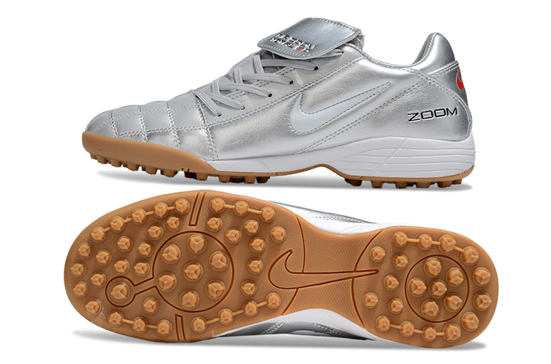 Chuteira Society Nike Air Zoom Total 90 II - Prata e Azul