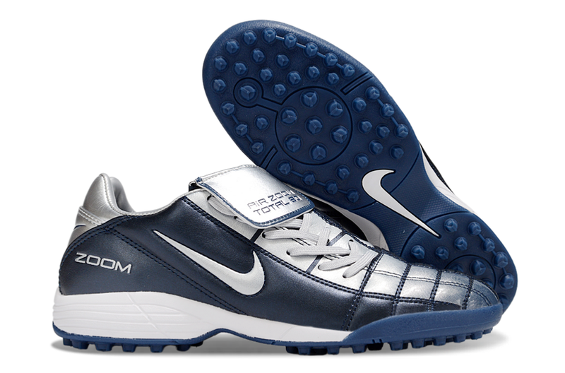 Chuteira Society Nike Air Zoom Total 90 II - Prata e Azul