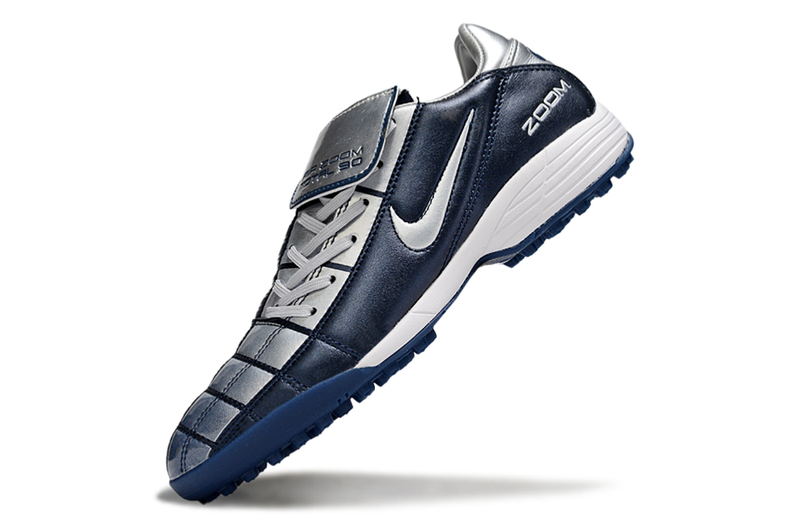 Chuteira Society Nike Air Zoom Total 90 II - Prata e Azul