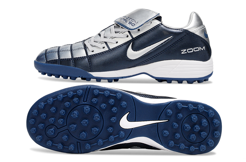 Chuteira Society Nike Air Zoom Total 90 II - Prata e Azul