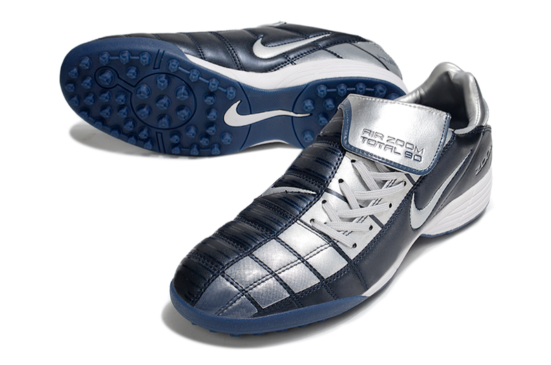 Chuteira Society Nike Air Zoom Total 90 II - Prata e Azul