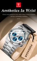 Relógio de pulso masculino POEDAGAR Fashion, cronógrafo, data, aço inoxidável, quartzo, à prova d'água, luminoso, para negócios.