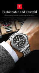 Relógio masculino de luxo POEDAGAR, à prova d'água, com data luminosa, em aço inoxidável, estilo esportivo e moderno, com mecanismo de quartzo.