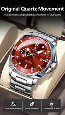 Relógio de pulso masculino POEDAGAR Fashion, cronógrafo, data, aço inoxidável, quartzo, à prova d'água, luminoso, para negócios.