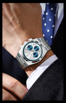 Relógio de pulso masculino POEDAGAR Fashion, cronógrafo, data, aço inoxidável, quartzo, à prova d'água, luminoso, para negócios.