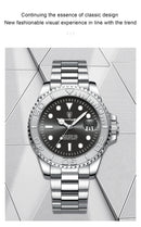 Relógio masculino de luxo POEDAGAR, à prova d'água, com data luminosa, em aço inoxidável, estilo esportivo e moderno, com mecanismo de quartzo.