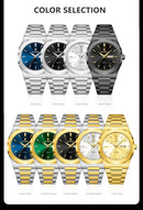 Relógio de pulso masculino POEDAGAR Fashion, luminoso, à prova d'água, em aço inoxidável, com data, dia da semana e movimento de quartzo, ideal para negócios.