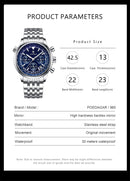 Relógio masculino esportivo de luxo POEDAGAR, cronógrafo, data, à prova d'água, luminoso, quartzo, aço inoxidável, relógio de pulso masculino moderno