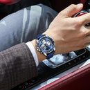 Relógio masculino POEDAGAR Original Fashion, luminoso, à prova d'água, cronógrafo, data, pulseira de couro, quartzo, esportivo.