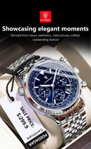 Relógio masculino esportivo de luxo POEDAGAR, cronógrafo, data, à prova d'água, luminoso, quartzo, aço inoxidável, relógio de pulso masculino moderno