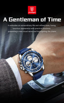 Relógio masculino POEDAGAR Original Fashion, luminoso, à prova d'água, cronógrafo, data, pulseira de couro, quartzo, esportivo.