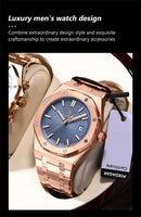 Relógio masculino de luxo original POEDAGAR, cronógrafo com data, aço inoxidável, quartzo, à prova d'água, luminoso, relógio de pulso masculino moderno