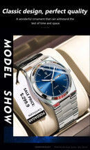 Relógio de luxo masculino POEDAGAR em aço inoxidável, à prova d'água, com luminescência, data e dia da semana, estilo casual, com mecanismo de quartzo.