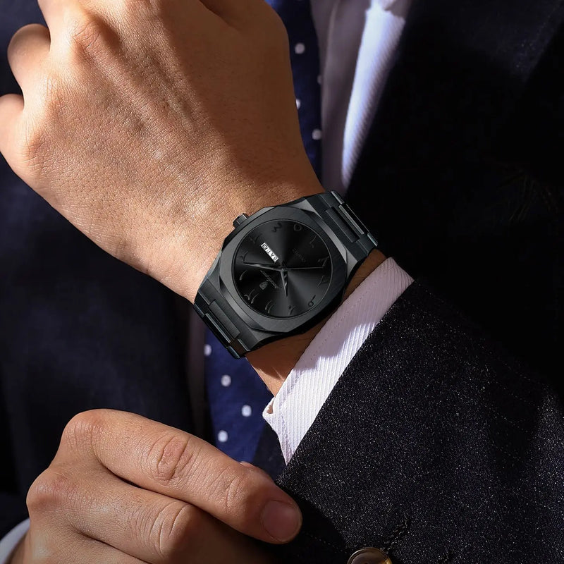 Relógio militar masculino POEDAGAR, à prova d'água, de luxo, com calendário semanal, quartzo, em aço inoxidável. Relógio de pulso masculino moderno.