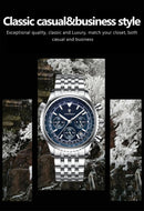 Relógio masculino esportivo de luxo POEDAGAR, cronógrafo, data, à prova d'água, luminoso, quartzo, aço inoxidável, relógio de pulso masculino moderno