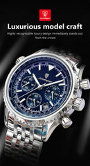 Relógio masculino esportivo de luxo POEDAGAR, cronógrafo, data, à prova d'água, luminoso, quartzo, aço inoxidável, relógio de pulso masculino moderno