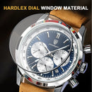 Relógio masculino POEDAGAR Fashion, à prova d'água, com pulseira de couro luminosa, estilo militar, cronógrafo, quartzo, relógio de luxo para homens.