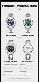 Relógio de pulso masculino de luxo POEDAGAR Square, à prova d'água, luminoso, com data, em aço inoxidável, relógio de quartzo para homens, ideal para negócios e esportes.