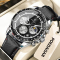 Relógio masculino POEDAGAR Original Fashion, luminoso, à prova d'água, cronógrafo, data, pulseira de couro, quartzo, esportivo.