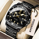 Relógio de pulso masculino POEDAGAR Fashion, cronógrafo, data, aço inoxidável, quartzo, à prova d'água, luminoso, para negócios.