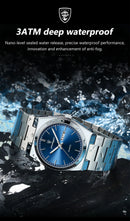 Relógio de luxo masculino POEDAGAR em aço inoxidável, à prova d'água, com luminescência, data e dia da semana, estilo casual, com mecanismo de quartzo.