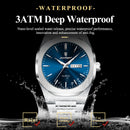 Relógio de pulso masculino POEDAGAR Fashion, luminoso, à prova d'água, em aço inoxidável, com data, dia da semana e movimento de quartzo, ideal para negócios.