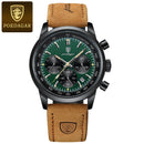 Relógio masculino POEDAGAR Fashion, à prova d'água, com pulseira de couro luminosa, estilo militar, cronógrafo, quartzo, relógio de luxo para homens.