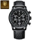 Relógio masculino POEDAGAR Fashion, à prova d'água, com pulseira de couro luminosa, estilo militar, cronógrafo, quartzo, relógio de luxo para homens.