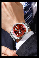 Relógio de pulso masculino POEDAGAR Fashion, cronógrafo, data, aço inoxidável, quartzo, à prova d'água, luminoso, para negócios.