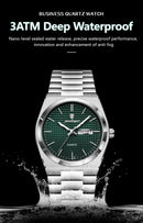 Relógio masculino de luxo POEDAGAR, original, à prova d'água, em aço inoxidável, com luminescência, data, dia da semana, movimento de quartzo, estilo fashion.