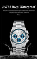 Relógio de pulso masculino POEDAGAR Fashion, cronógrafo, data, aço inoxidável, quartzo, à prova d'água, luminoso, para negócios.