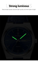 Relógio de pulso masculino de luxo POEDAGAR, moderno e elegante, à prova d'água, com data e dia da semana luminosos. Relógio masculino simples para negócios, de quartzo, com pulseira de couro.