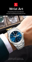 Relógio de pulso masculino POEDAGAR Fashion, luminoso, à prova d'água, em aço inoxidável, com data, dia da semana e movimento de quartzo, ideal para negócios.