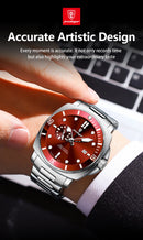 Relógio de pulso masculino POEDAGAR Fashion, cronógrafo, data, aço inoxidável, quartzo, à prova d'água, luminoso, para negócios.