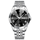 Relógio masculino de luxo POEDAGAR, à prova d'água, em aço inoxidável, com indicador de data e dia da semana, design moderno e elegante para negócios, com mecanismo de quartzo.