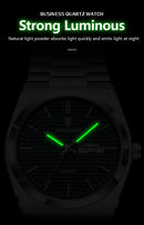 Relógio masculino de luxo POEDAGAR, original, à prova d'água, em aço inoxidável, com luminescência, data, dia da semana, movimento de quartzo, estilo fashion.