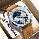 Relógio masculino POEDAGAR Fashion, à prova d'água, com pulseira de couro luminosa, estilo militar, cronógrafo, quartzo, relógio de luxo para homens.