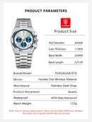 Relógio de pulso masculino POEDAGAR Fashion, cronógrafo, data, aço inoxidável, quartzo, à prova d'água, luminoso, para negócios.