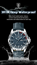 Relógio de pulso masculino POEDAGAR Original, de luxo, à prova d'água, com luz, data e dia da semana, para homens, quartzo, esportivo, com pulseira de couro.