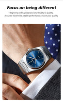 Relógio de luxo masculino POEDAGAR em aço inoxidável, à prova d'água, com luminescência, data e dia da semana, estilo casual, com mecanismo de quartzo.