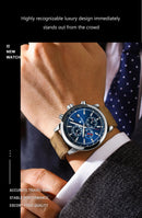 Relógio de pulso masculino POEDAGAR, de luxo, esportivo, à prova d'água, cronógrafo, luminoso, com data, em couro, para negócios.