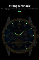 Relógio de pulso masculino de luxo POEDAGAR, cronógrafo, à prova d'água, luminoso, em aço inoxidável, de alta qualidade, para esportes, com mecanismo de quartzo.