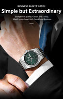 Relógio masculino de luxo POEDAGAR, original, à prova d'água, em aço inoxidável, com luminescência, data, dia da semana, movimento de quartzo, estilo fashion.