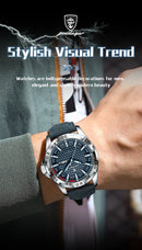 Relógio de pulso masculino POEDAGAR Original, de luxo, à prova d'água, com luz, data e dia da semana, para homens, quartzo, esportivo, com pulseira de couro.