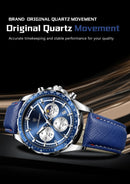 Relógio masculino POEDAGAR Original Fashion, luminoso, à prova d'água, cronógrafo, data, pulseira de couro, quartzo, esportivo.