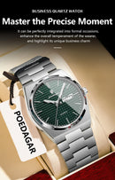 Relógio masculino de luxo POEDAGAR, original, à prova d'água, em aço inoxidável, com luminescência, data, dia da semana, movimento de quartzo, estilo fashion.