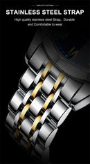 Relógio masculino de luxo POEDAGAR, à prova d'água, em aço inoxidável, com indicador de data e dia da semana, design moderno e elegante para negócios, com mecanismo de quartzo.