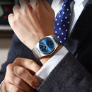 Relógio de luxo masculino POEDAGAR em aço inoxidável, à prova d'água, com luminescência, data e dia da semana, estilo casual, com mecanismo de quartzo.