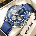 Relógio masculino POEDAGAR Original Fashion, luminoso, à prova d'água, cronógrafo, data, pulseira de couro, quartzo, esportivo.