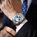 Relógio de pulso masculino POEDAGAR Fashion, cronógrafo, data, aço inoxidável, quartzo, à prova d'água, luminoso, para negócios.